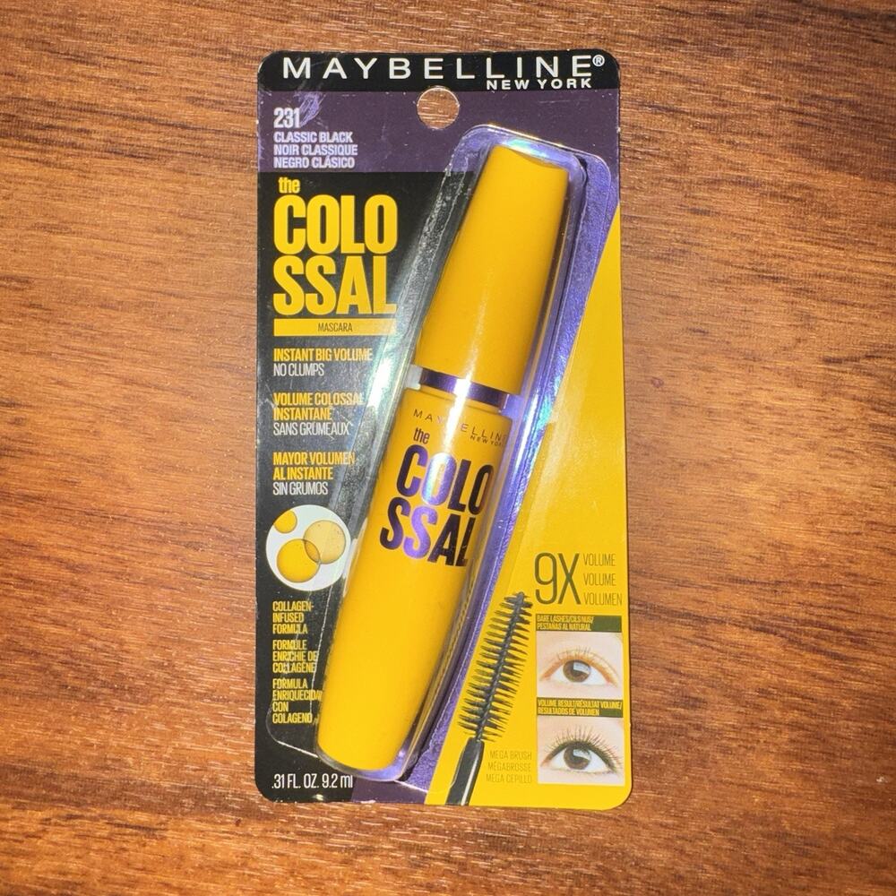 Maybelline The Colossal Mascara 231 Classic Black Washable 0.31 oz NEW SEALED